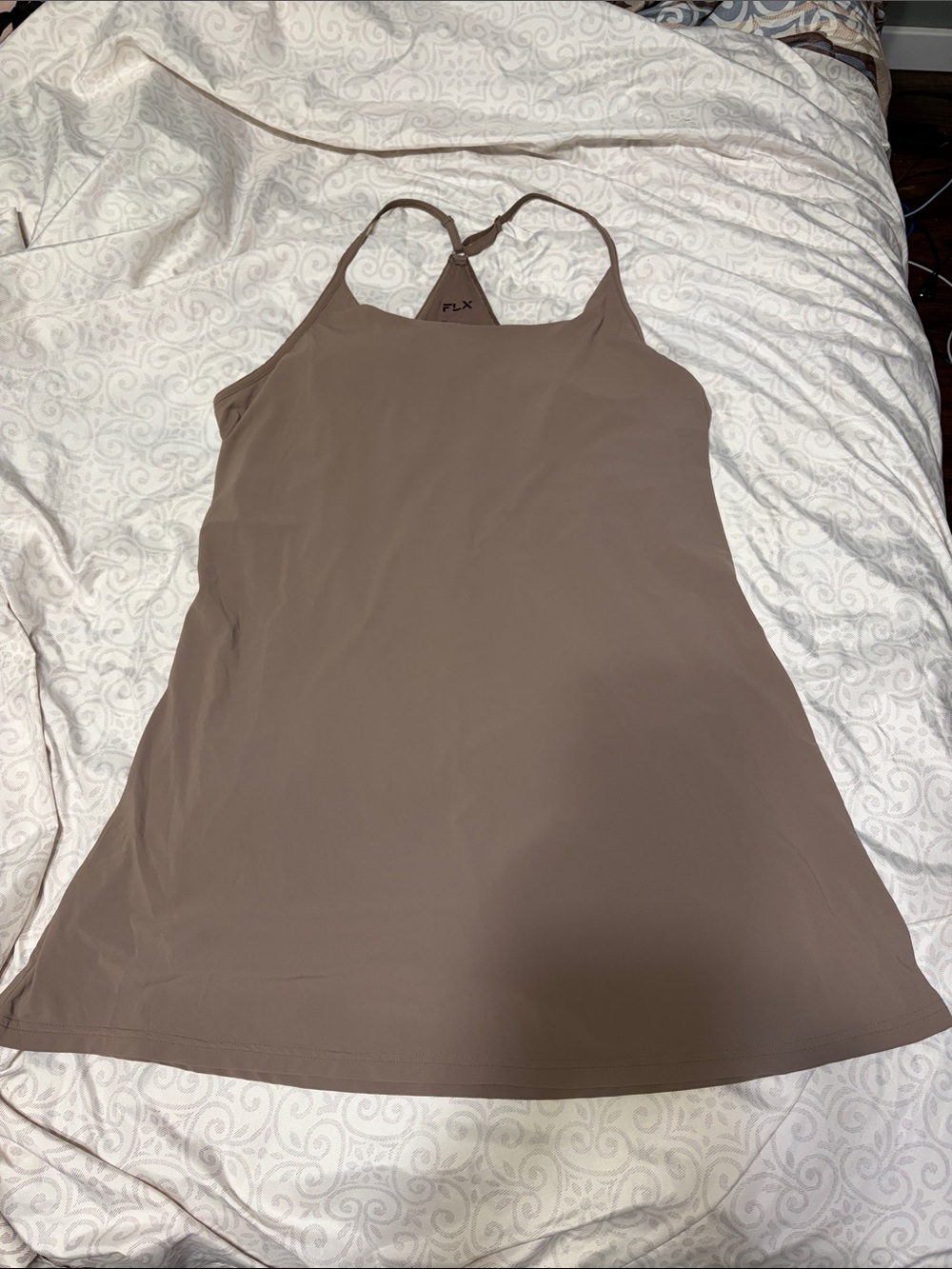 Women's FLX Urban Commuter Strappy Built in Shorts Dress Sz XL Brown Activewear